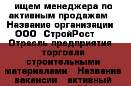 ищем менеджера по активным продажам  › Название организации ­ ООО “СтройРост74“ › Отрасль предприятия ­ торговля строительными материалами › Название вакансии ­ активный менеджер › Место работы ­ Челябинская область › Минимальный оклад ­ 15 000 › Процент ­ 20 › Возраст от ­ 25 › Возраст до ­ 35 - Челябинская обл., Челябинск г. Работа » Вакансии   